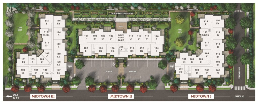 Midtown Club Suites in Abbotsford site map